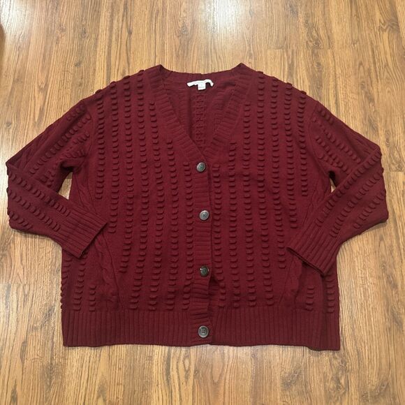 Diane Von Furstenberg Cardigan Sweater Women Medium Lambswool Cashmere Oversized - Picture 1 of 7